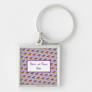 Rainbow Heart Pattern Keychain