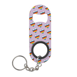 Rainbow Heart Pattern Keychain Bottle Opener