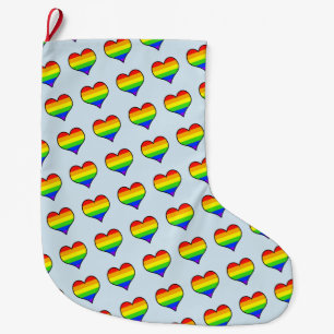Rainbow Heart Pattern Large Christmas Stocking