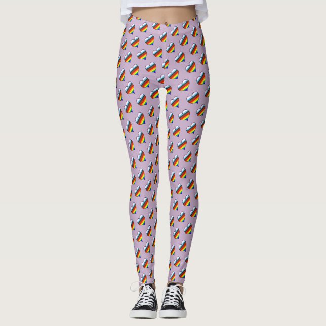 Rainbow Heart Pattern Leggings (Front)