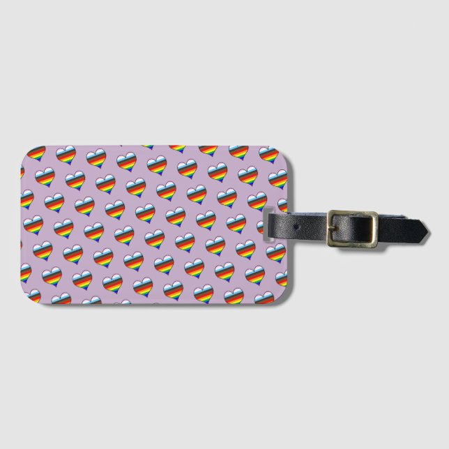 Rainbow Heart Pattern Luggage Tag (Front Horizontal)