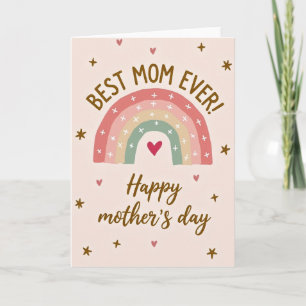 Rainbow Heart Pattern Mom Card