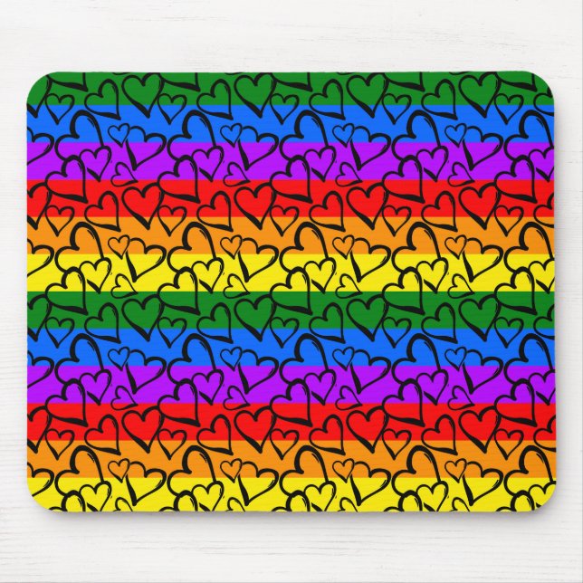Rainbow Heart Pattern Mouse Pad (Front)