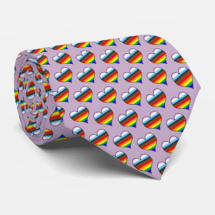 Rainbow Heart Pattern Neck Tie