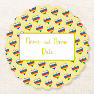Rainbow Heart Pattern Paper Coaster