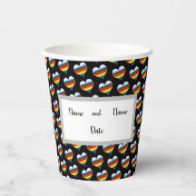 Rainbow Heart Pattern Paper Cups