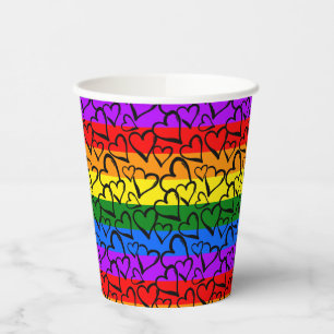Rainbow Heart Pattern Paper Cups