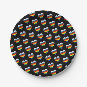 Rainbow Heart Pattern Paper Plate
