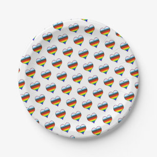Rainbow Heart Pattern Paper Plates
