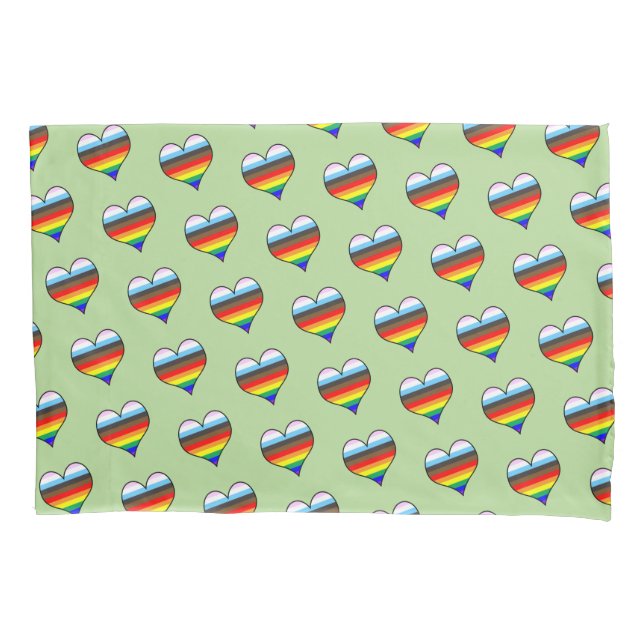Rainbow Heart Pattern Pillow Case (Front)