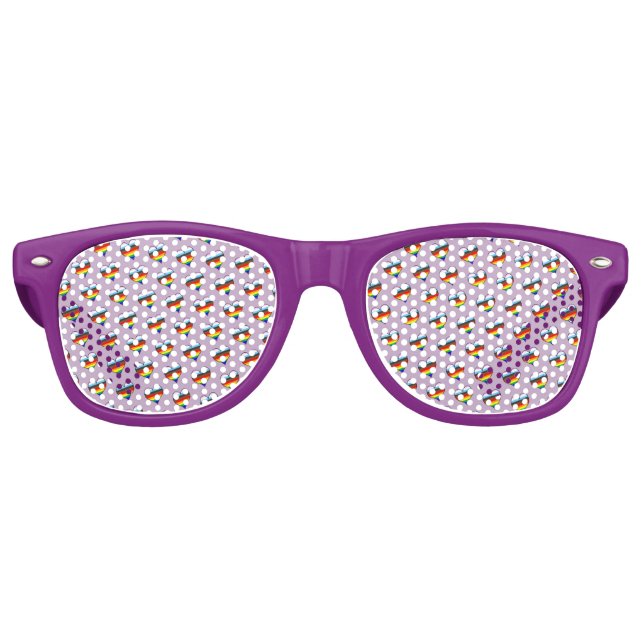 Rainbow Heart Pattern Retro Sunglasses (Front)