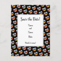 Rainbow Heart Pattern Save the Date Postcard