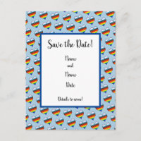 Rainbow Heart Pattern Save the Date Postcard