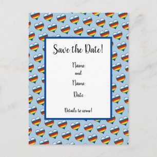 Rainbow Heart Pattern Save the Date Postcard