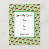 Rainbow Heart Pattern Save the Date Postcard