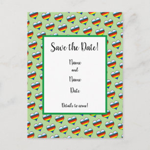 Rainbow Heart Pattern Save the Date Postcard