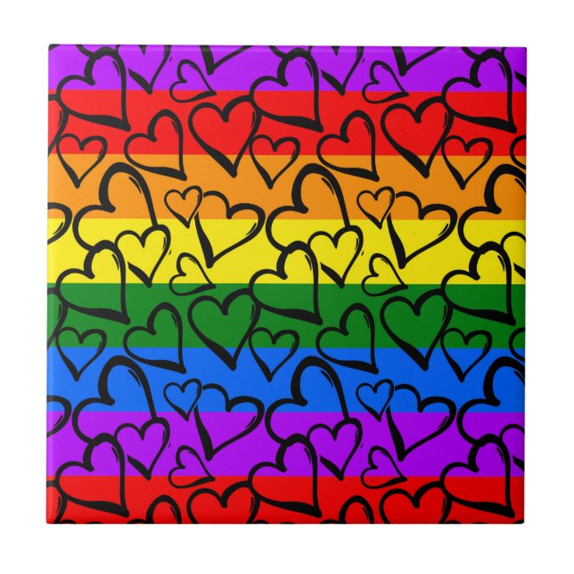 Rainbow Heart Pattern Tile (Front)
