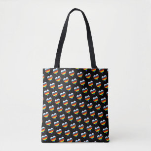 Rainbow Heart Pattern Tote Bag