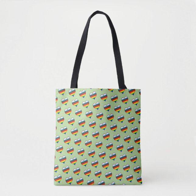 Rainbow Heart Pattern Tote Bag (Front)