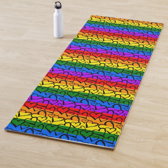 Rainbow Heart Pattern Yoga Mat (In Situ)