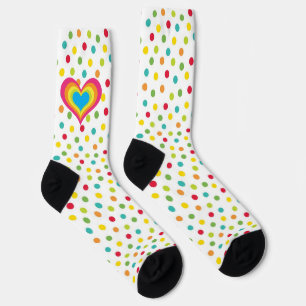 Rainbow  Heart Polka Dots Socks