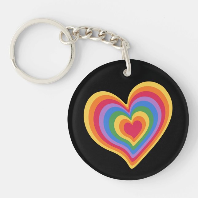 Rainbow heart. Pride gay love      Keychain (Front)