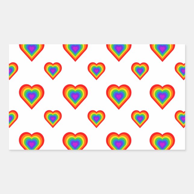 Rainbow Heart Rectangular Sticker (Front)