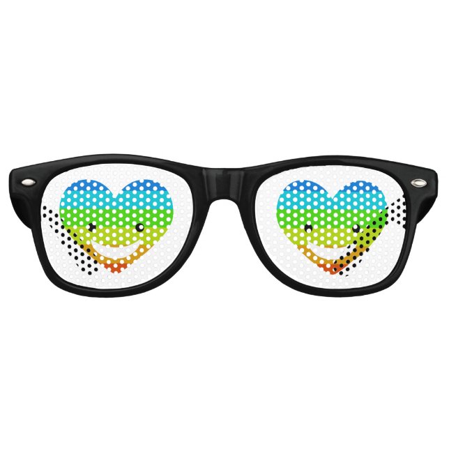 Rainbow Heart Retro Sunglasses (Front)