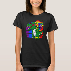 Rainbow Heart Riding Flag Lgbt Q Retro Rex Gay Pri T-Shirt