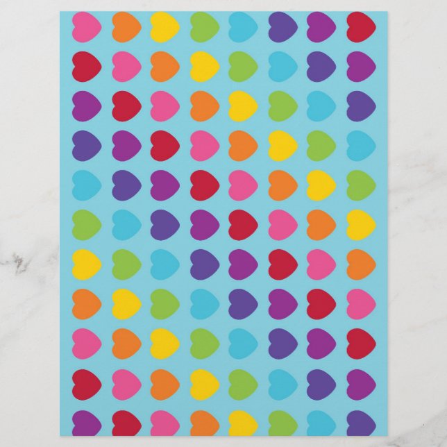 Rainbow Heart Scrapbook Paper Patterned Paper (Front)