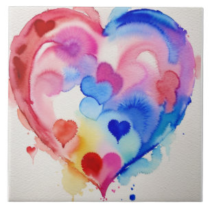 Rainbow Heart Sections, Unique Gift Idea Tile