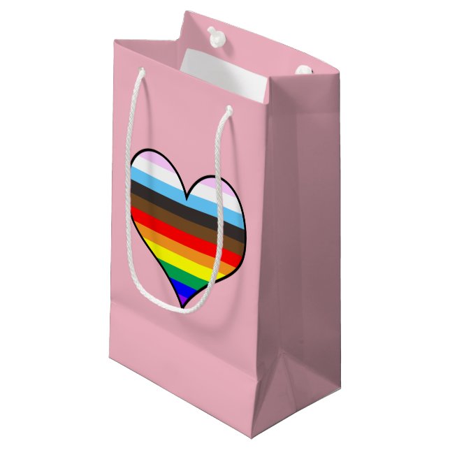 Rainbow Heart Small Gift Bag (Front Angled)
