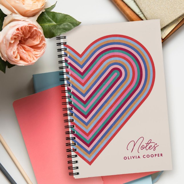 Rainbow Heart Spiral Notebook - Burgundy (Creator Uploaded)