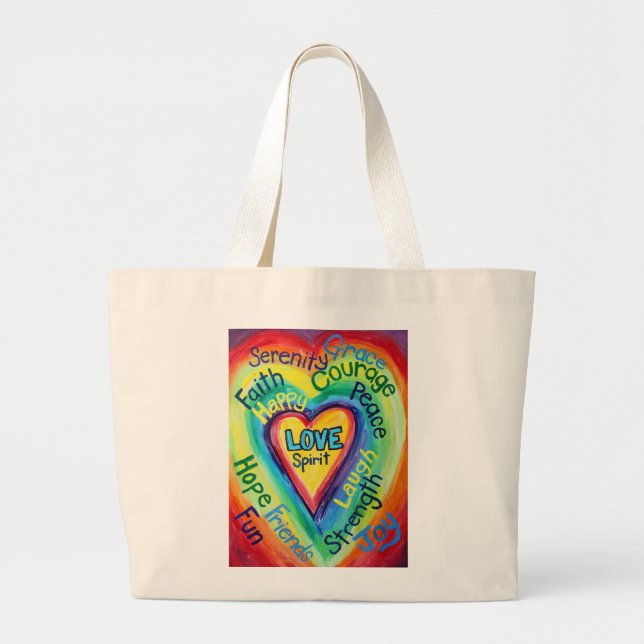 Rainbow Heart Spirit Words Bag (Front)