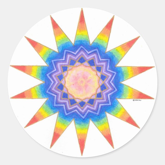 Rainbow Heart Star Classic Round Sticker (Front)