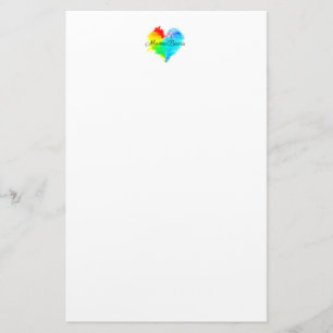 Rainbow Heart Stationary Paper