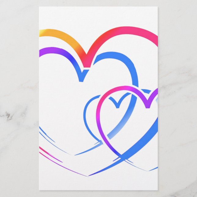 Rainbow heart stationery (Front)