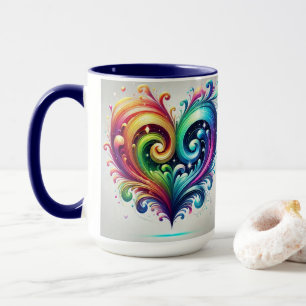 Rainbow Heart Swirling Bright Colours Mug
