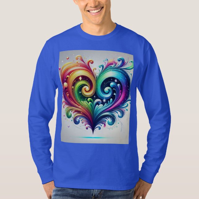 Rainbow Heart Swirling Bright Colours  T-Shirt (Front)
