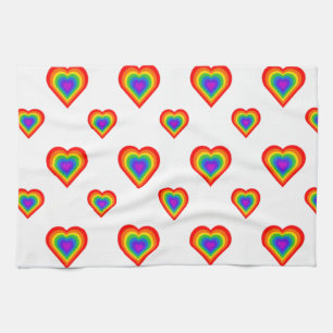 Rainbow Heart Tea Towel