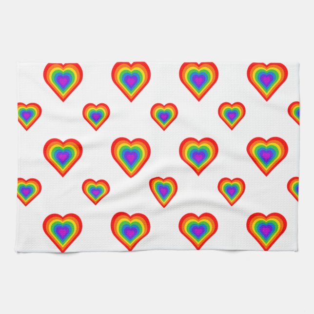 Rainbow Heart Tea Towel (Horizontal)