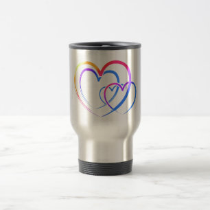 Rainbow heart travel mug