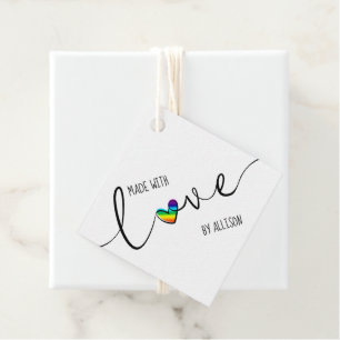 Rainbow Heart Typography Made With Love Gift Tags