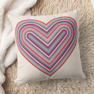 Rainbow Heart Valentine's Day Pillow - Burgundy