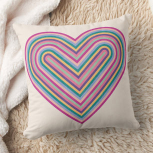 Rainbow Heart Valentine's Day Pillow - Purple