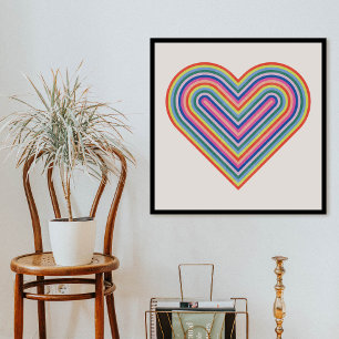 Rainbow Heart Valentine's Day Poster - Magenta