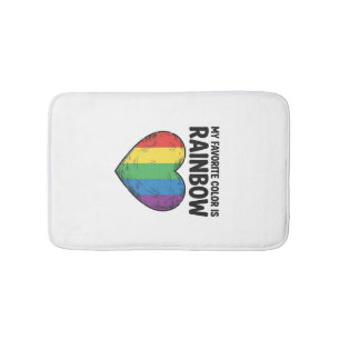 Rainbow Heart Vintage Engraving Favourite Colour S Bath Mat