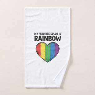 Rainbow Heart Vintage Engraving Favourite Colour S Hand Towel