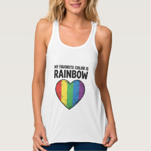 Rainbow Heart Vintage Engraving Favourite Colour S Singlet