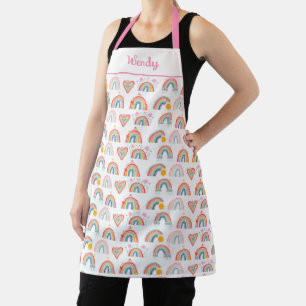 Rainbow Heart Whimsical Colourful Dreamy Design Apron